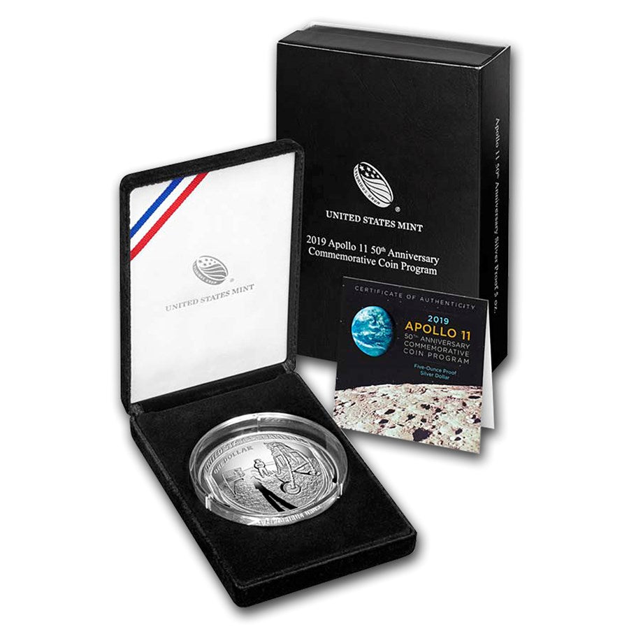 2019 Apollo 11 50th Anniversary Commemorative 5 oz Silver Coin