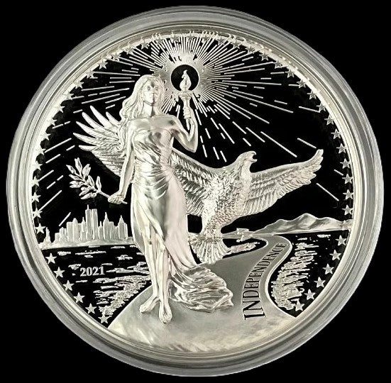 2021 Silver American Virtues Independence 10 oz .999 Silver Coin