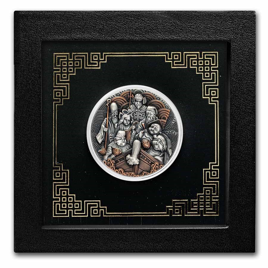 2022 Cameroon Seven Lucky Gods 2 oz .999 Silver Coin