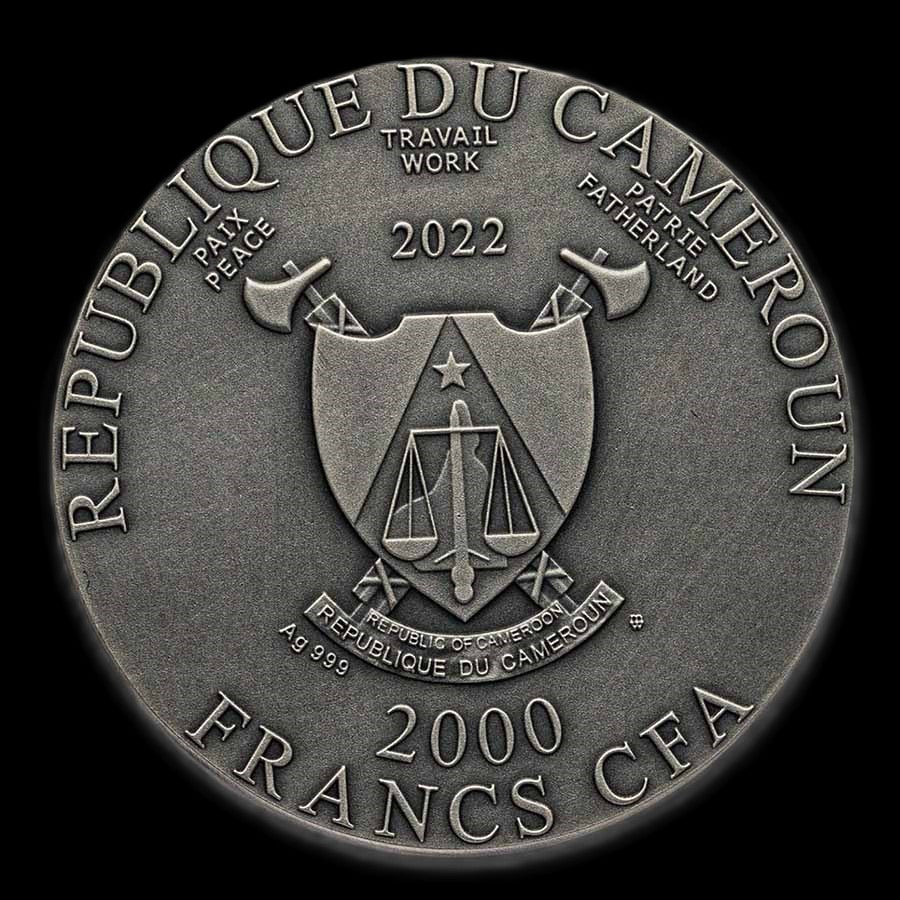 2022 Cameroon Seven Lucky Gods 2 oz .999 Silver Coin