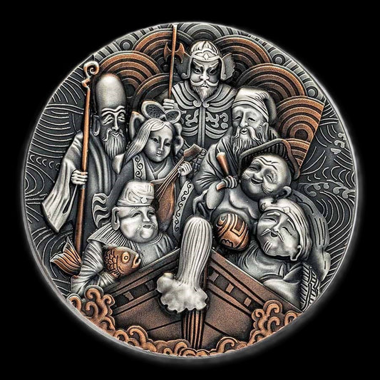 2022 Cameroon Seven Lucky Gods 2 oz .999 Silver Coin