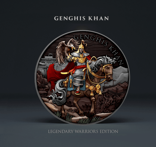 2023 Legendary Warriors Genghis Kahn Colorized 1 oz Silver Coin