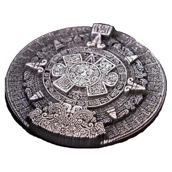 2022 Ultra-High Relief Aztec Sun Stone Calendar 2 oz Silver Coin