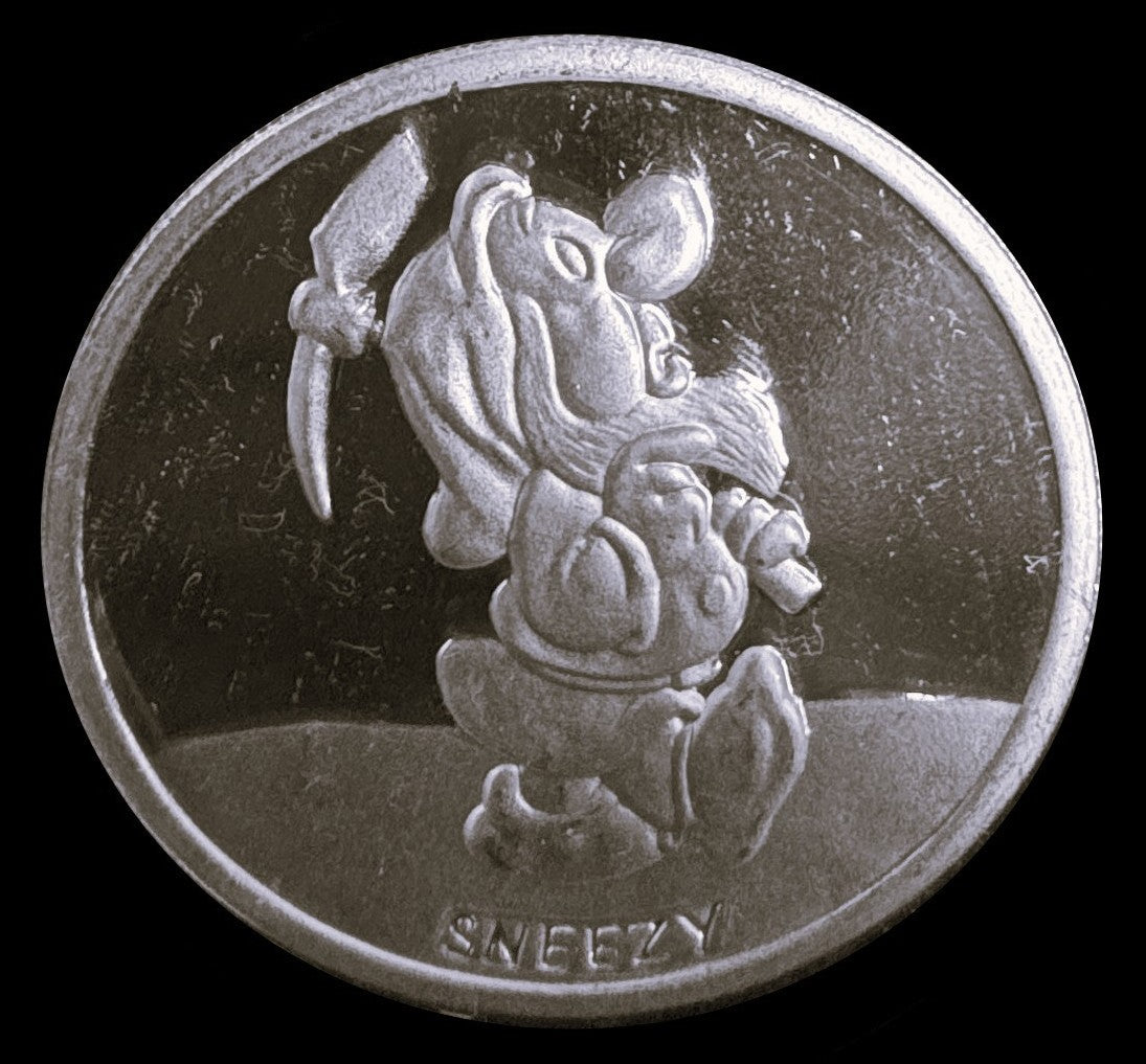 1987 Disney’s 50th Snow White & The Seven Dwarfs “Sneezy” 1 oz .999 Silver Coin