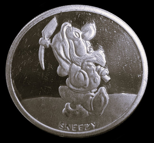 1987 Disney’s 50th Snow White & The Seven Dwarfs “Sneezy” 1 oz .999 Silver Coin