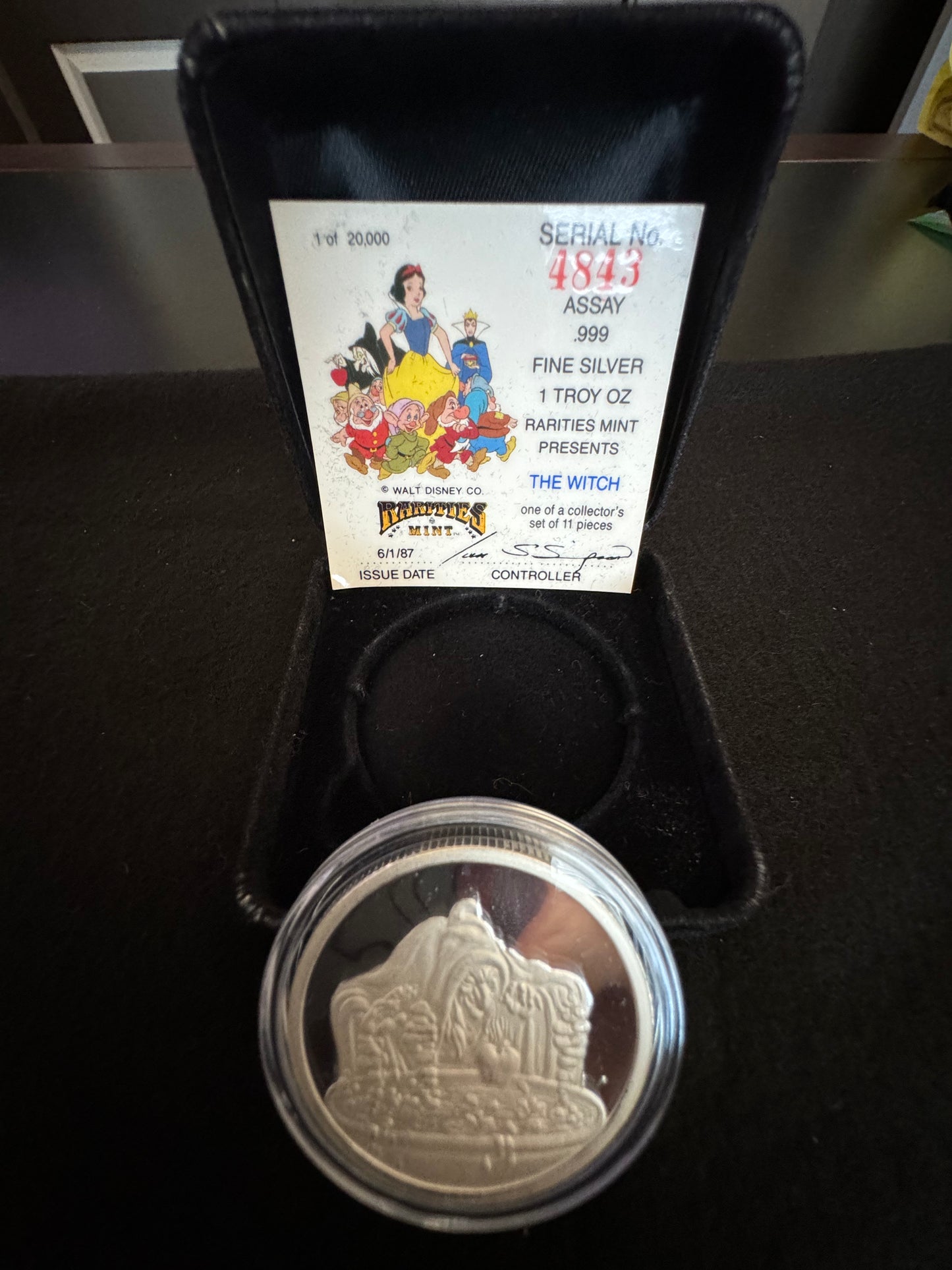 1987 Disney’s 50th Snow White & The Seven Dwarfs “Witch” 1 oz .999 Silver Coin