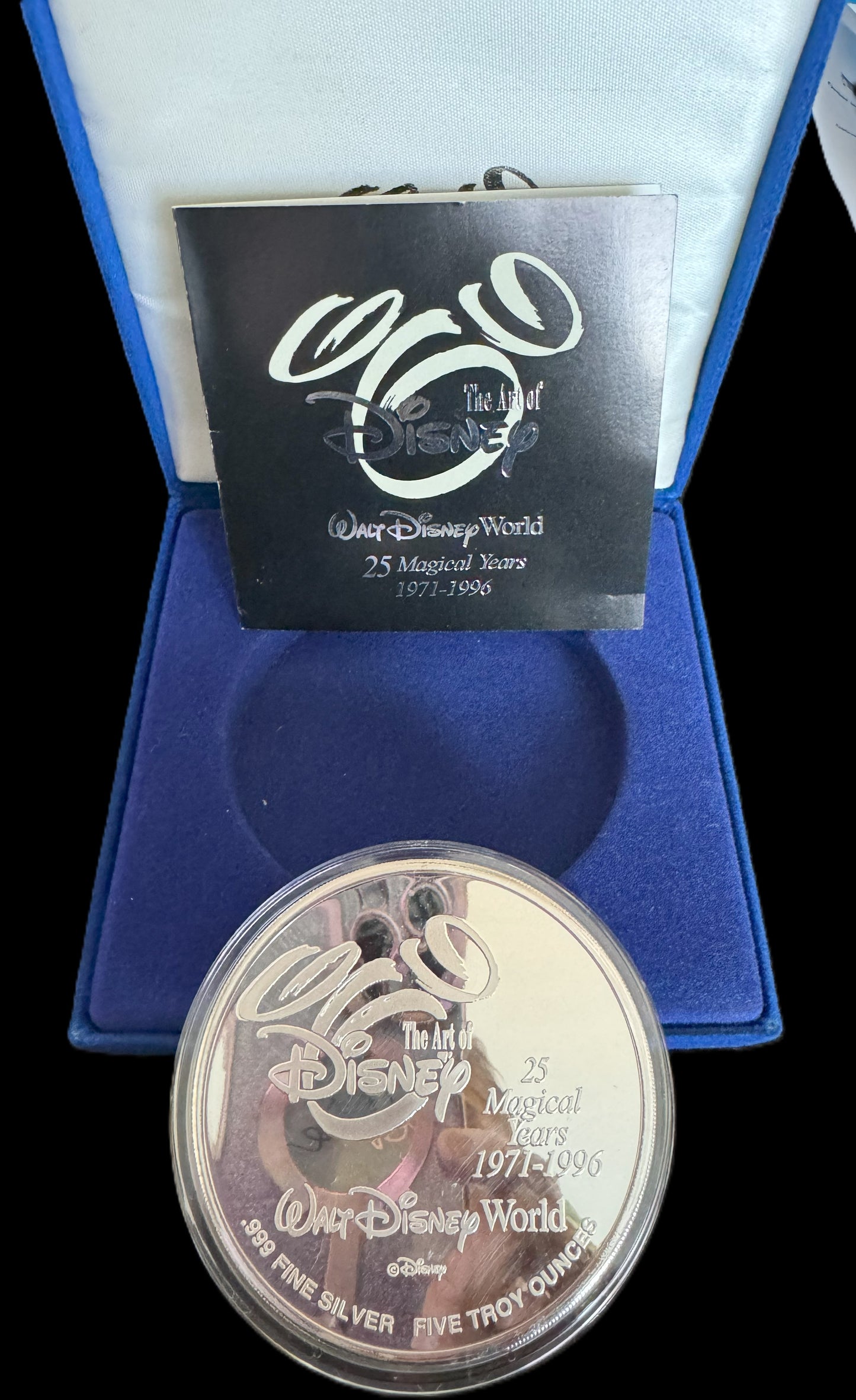 1996 Disney World 25th Anniversary 5 oz .999 Silver Coin