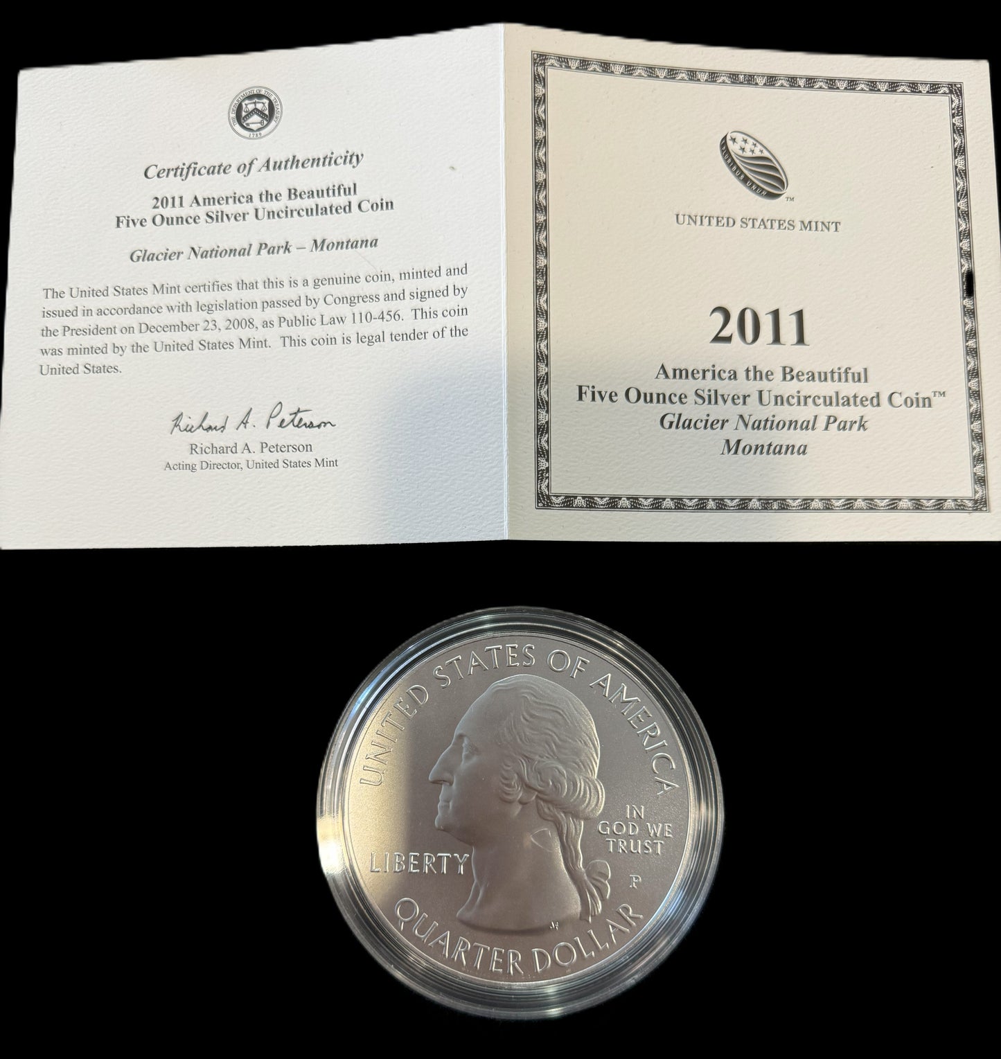 2011 America The Beautiful Glacier 5 oz .999 Silver Coin
