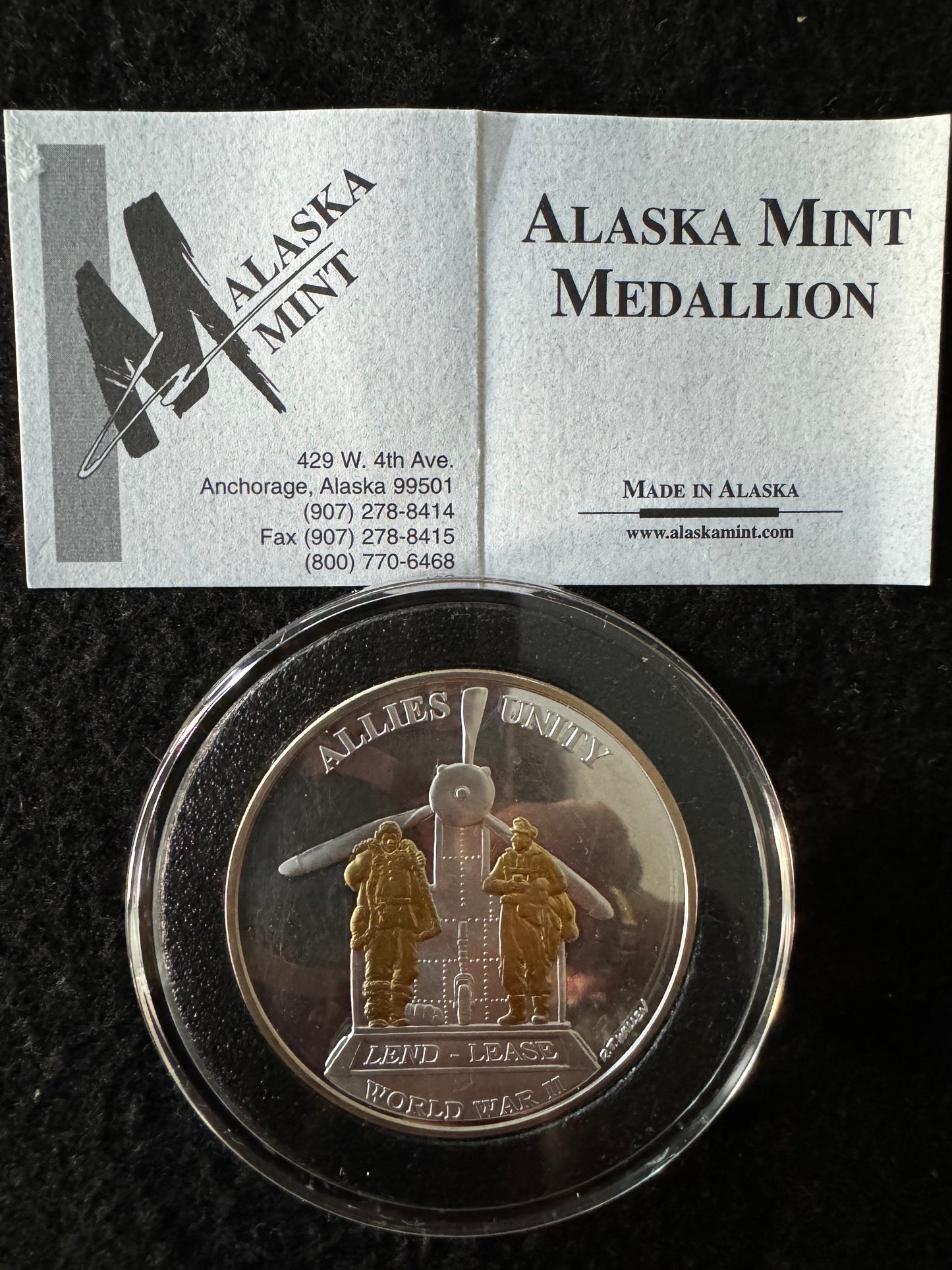 1942-1945 WWII Alaska Siberia Lend Lease 2 oz .999 Silver Coin