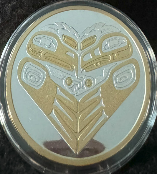 2024 State of Alaska Totemic Love Birds 1 oz .999 Silver Coin w/24K Gold Relief