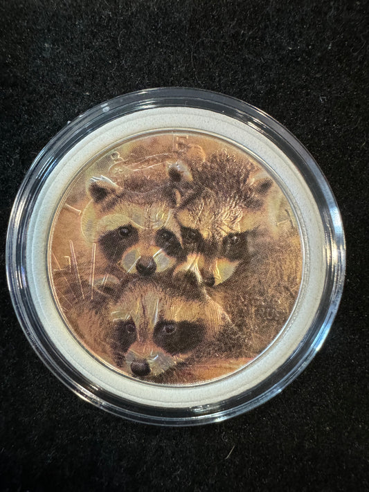 2024 American Eagle Lady Liberty Cute Raccoons 1oz .999 Silver Coin
