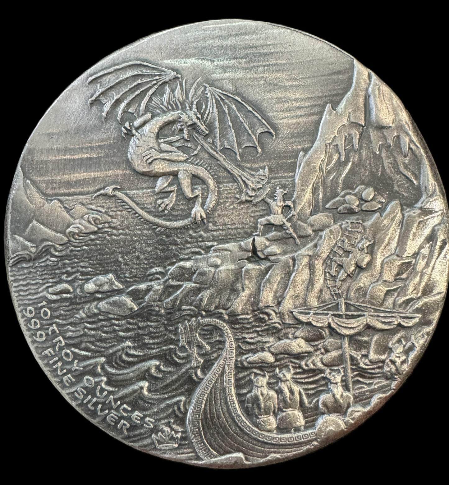 Silver Dragon vs. Viking 10 oz .999 Silver Coin