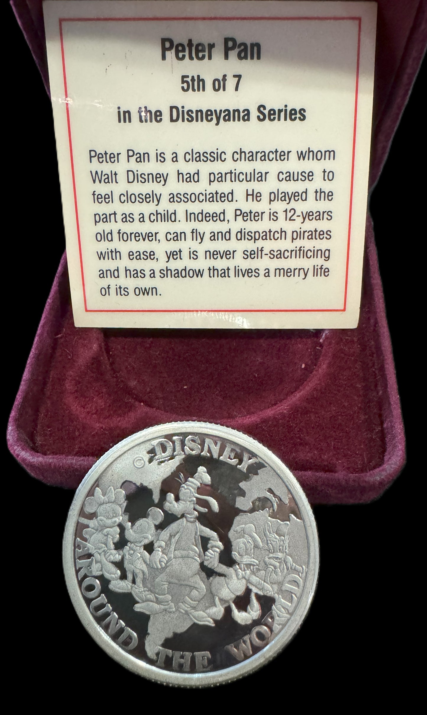 1988 Disney Around the World “Peter Pan” 1 oz .999 Silver Coin