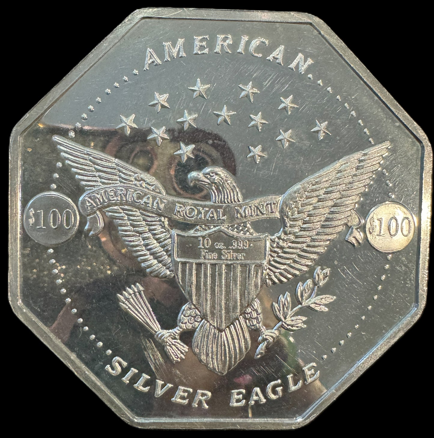Liberty American Silver Eagle 10 oz .999 Silver Octagon