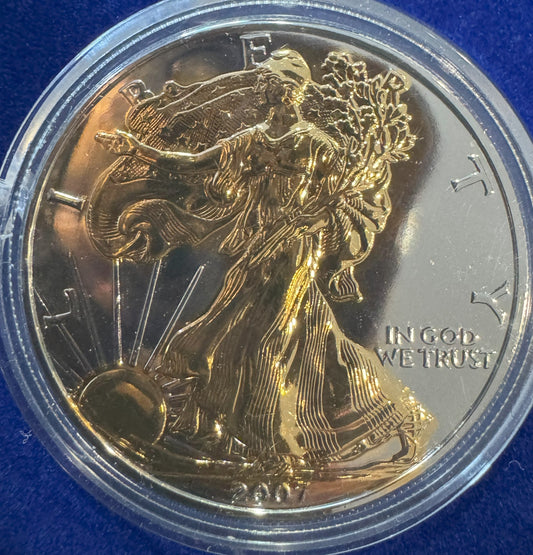 2007 American Eagle Lady Liberty 1oz .999 Silver Coin w/24k Gold Gilding