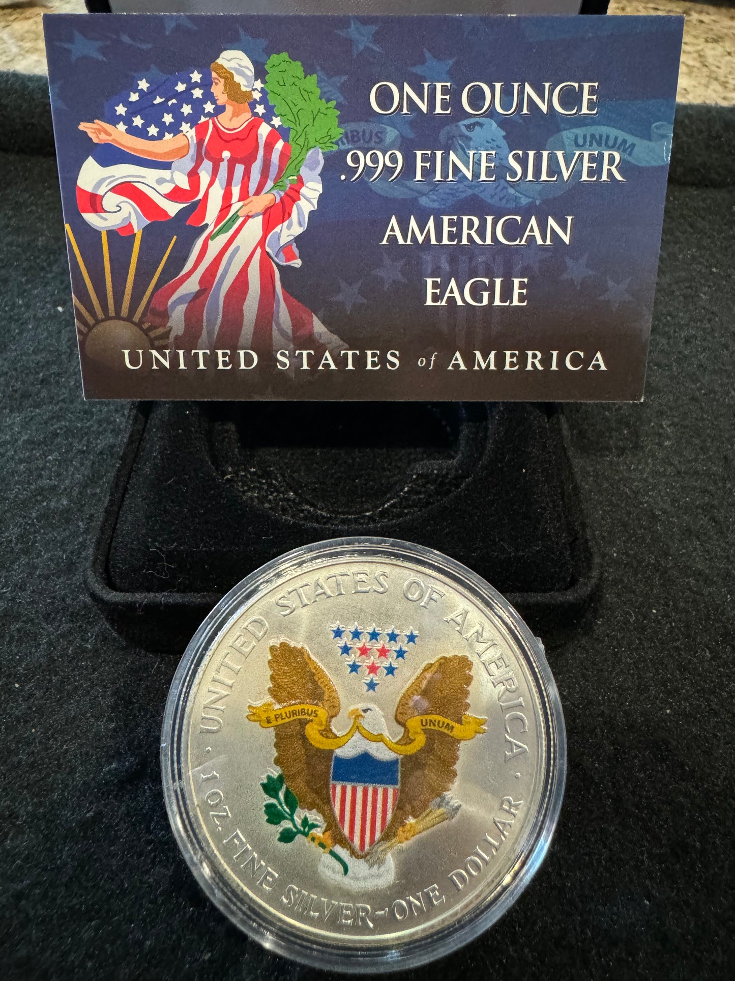 2000 American Eagle Lady Liberty Colorized American Flag 1oz .999 Silver Coin