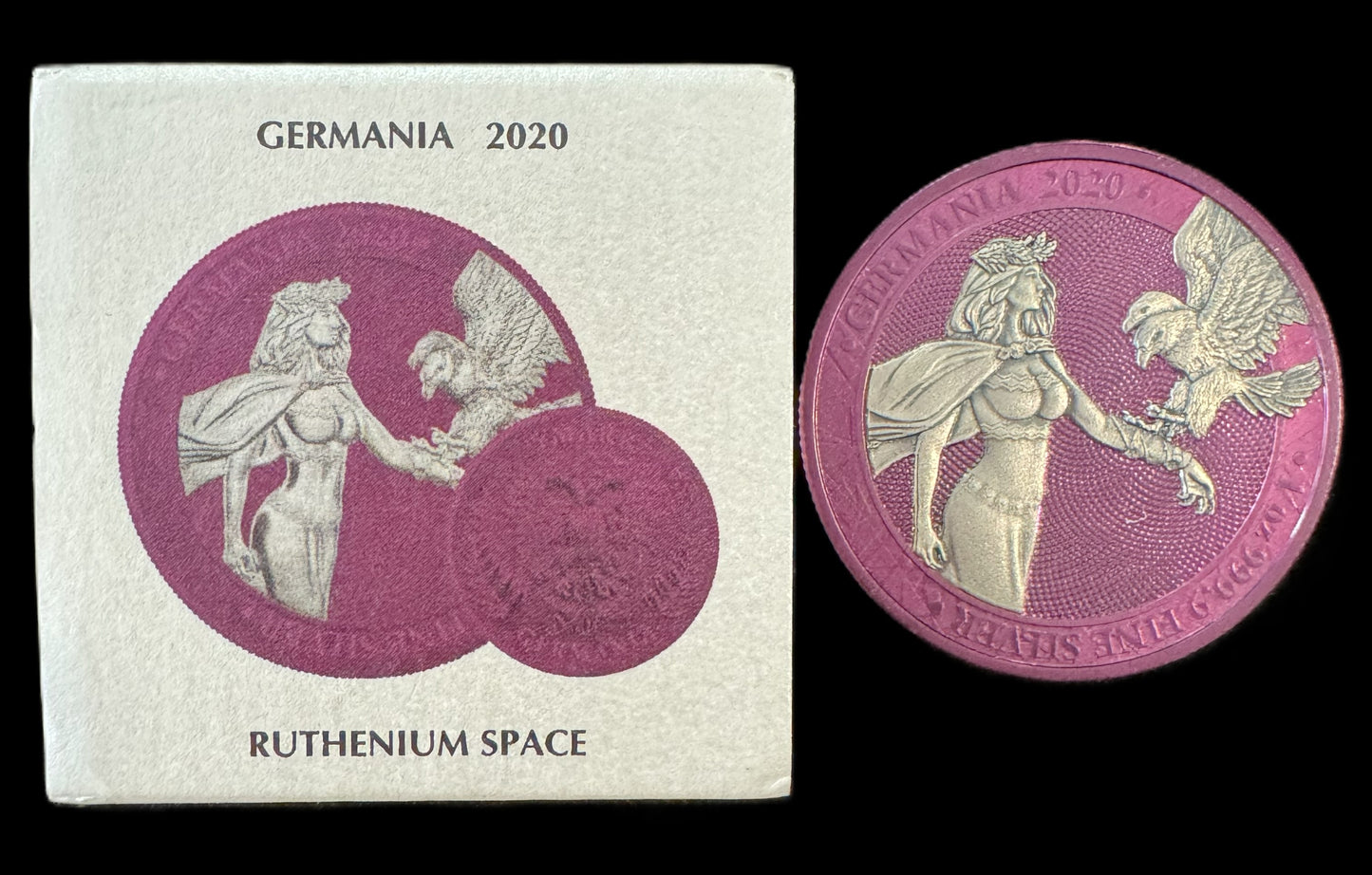 2020 Germania 1 oz .999 Silver Coin w/Ruthenium Space Pink