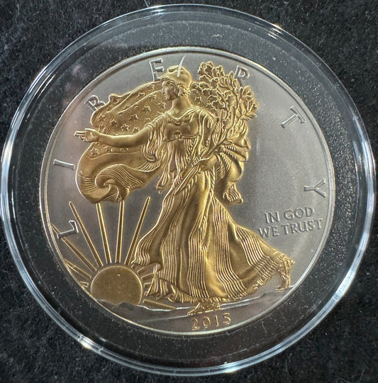 2015 American Eagle Lady Liberty 1oz .999 Silver Coin w/24k Gold Gilding