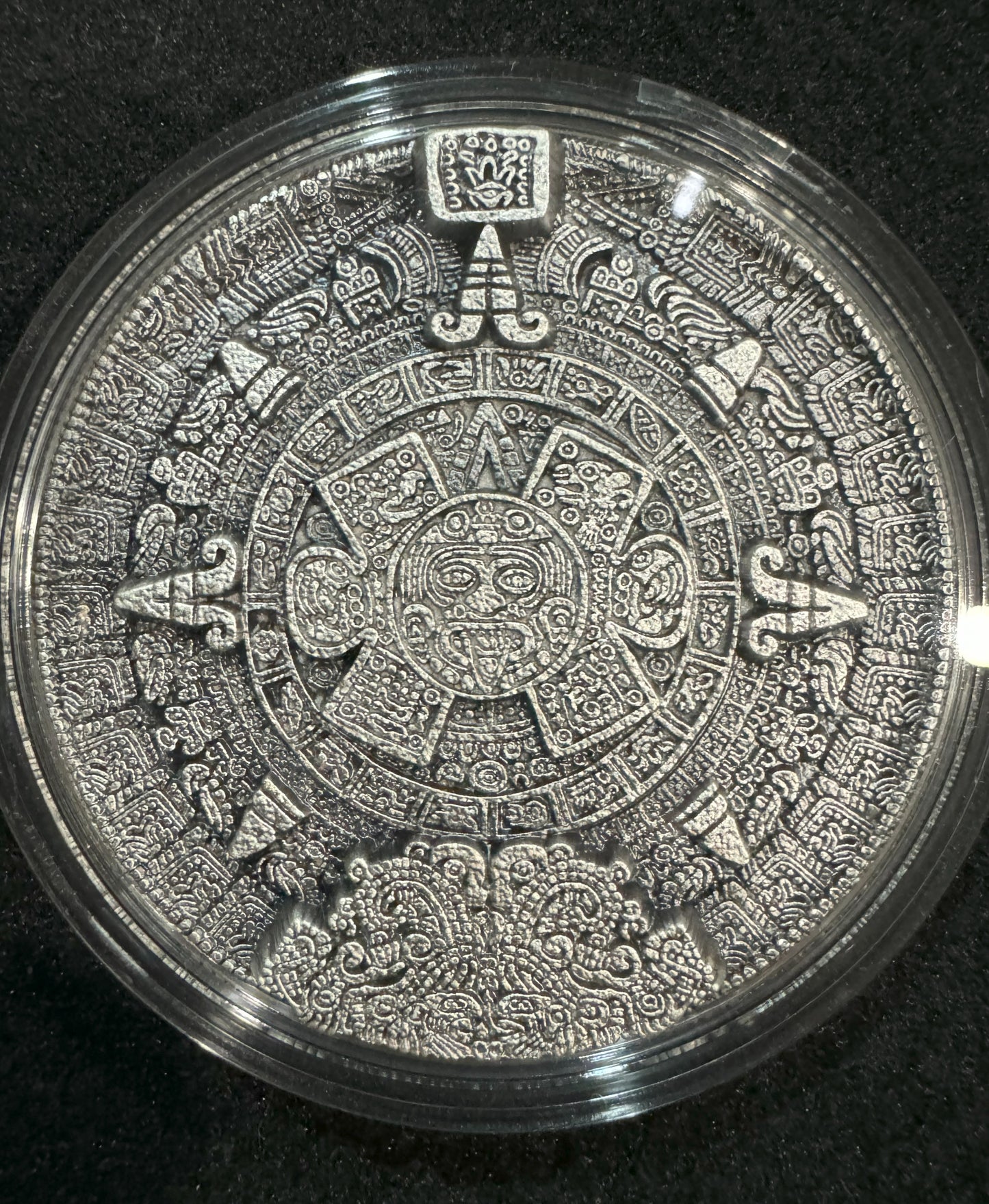 2022 Ultra-High Relief Aztec Sun Stone Calendar 2 oz Silver Coin