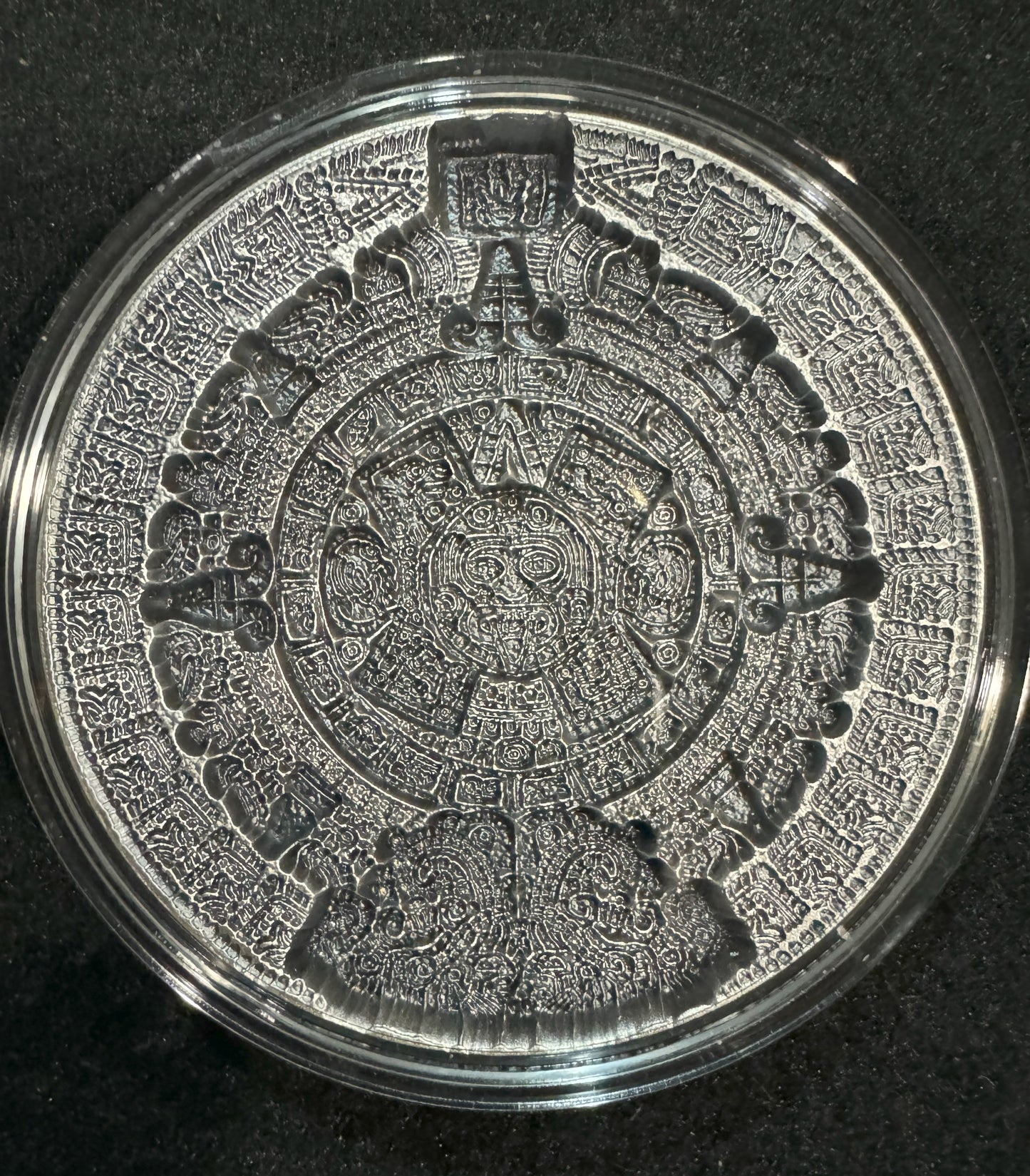 2022 Ultra-High Relief Aztec Sun Stone Calendar 2 oz Silver Coin