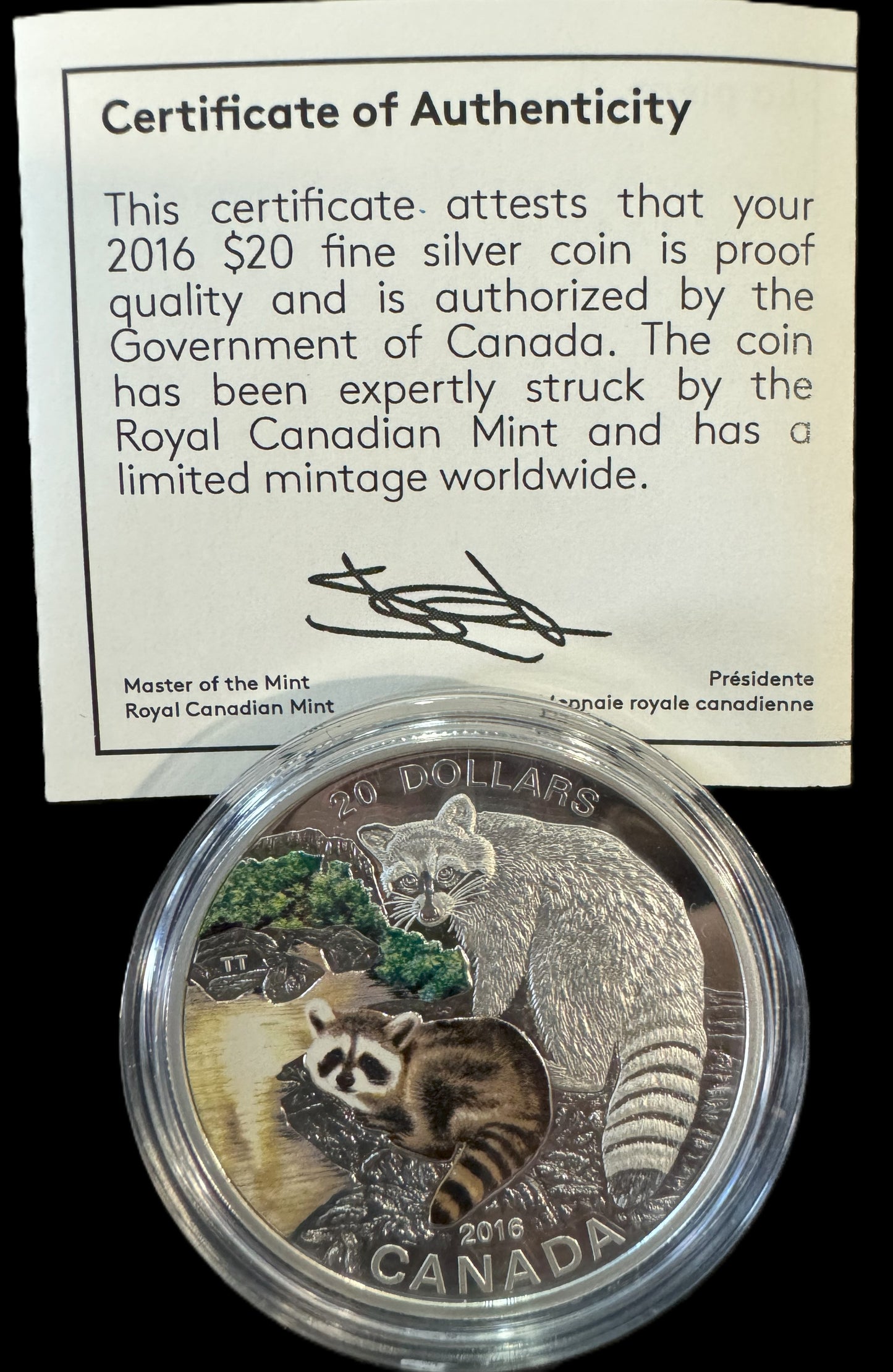 2016 Baby Racoon 1 oz .999 Silver Coin