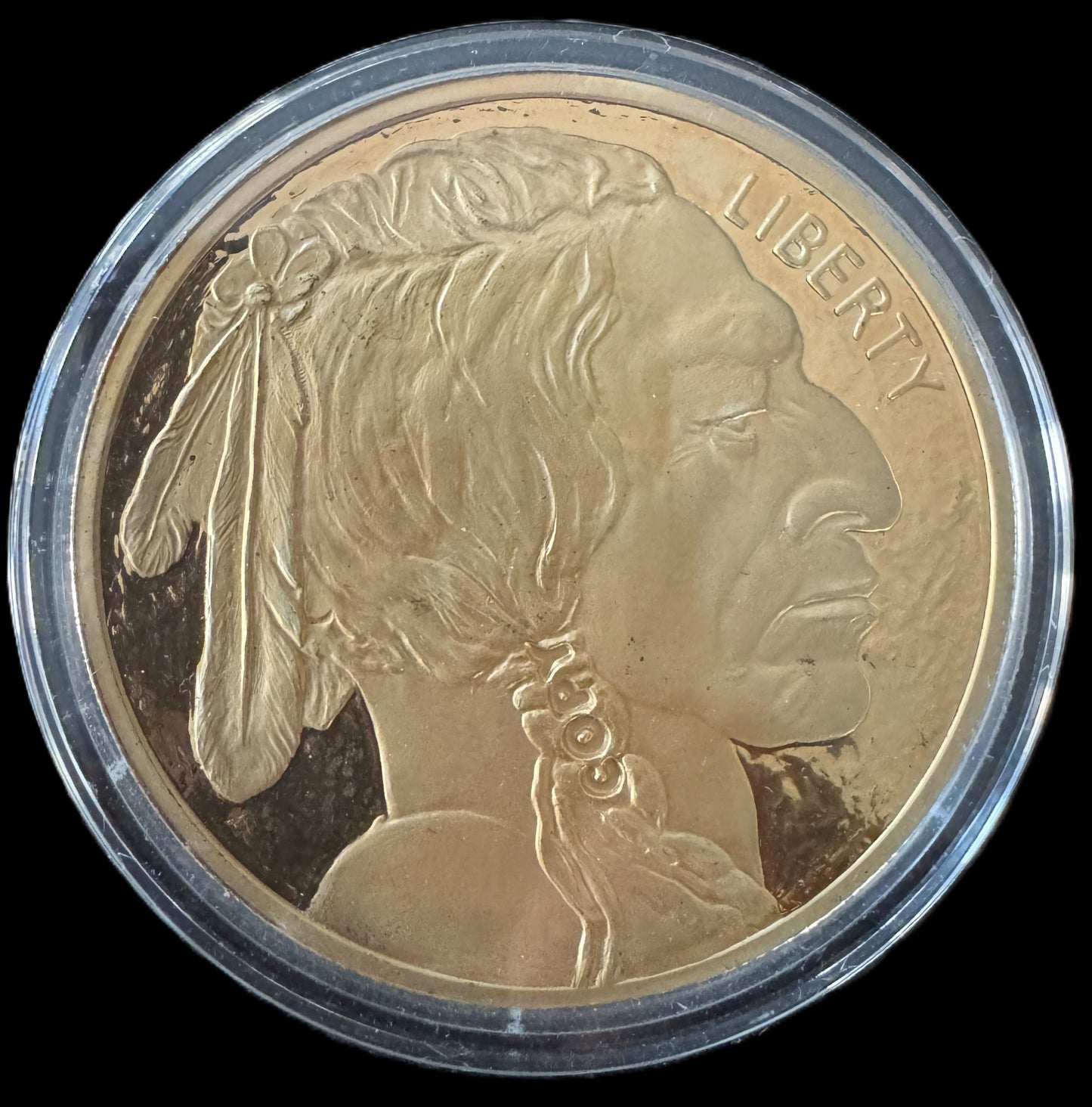 2010 Indian Buffalo Nickel 5 oz .999 Silver Coin w/24K Gold Relief