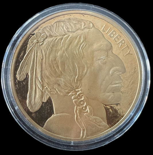 2010 Indian Buffalo Nickel 5 oz .999 Silver Coin w/24K Gold Relief