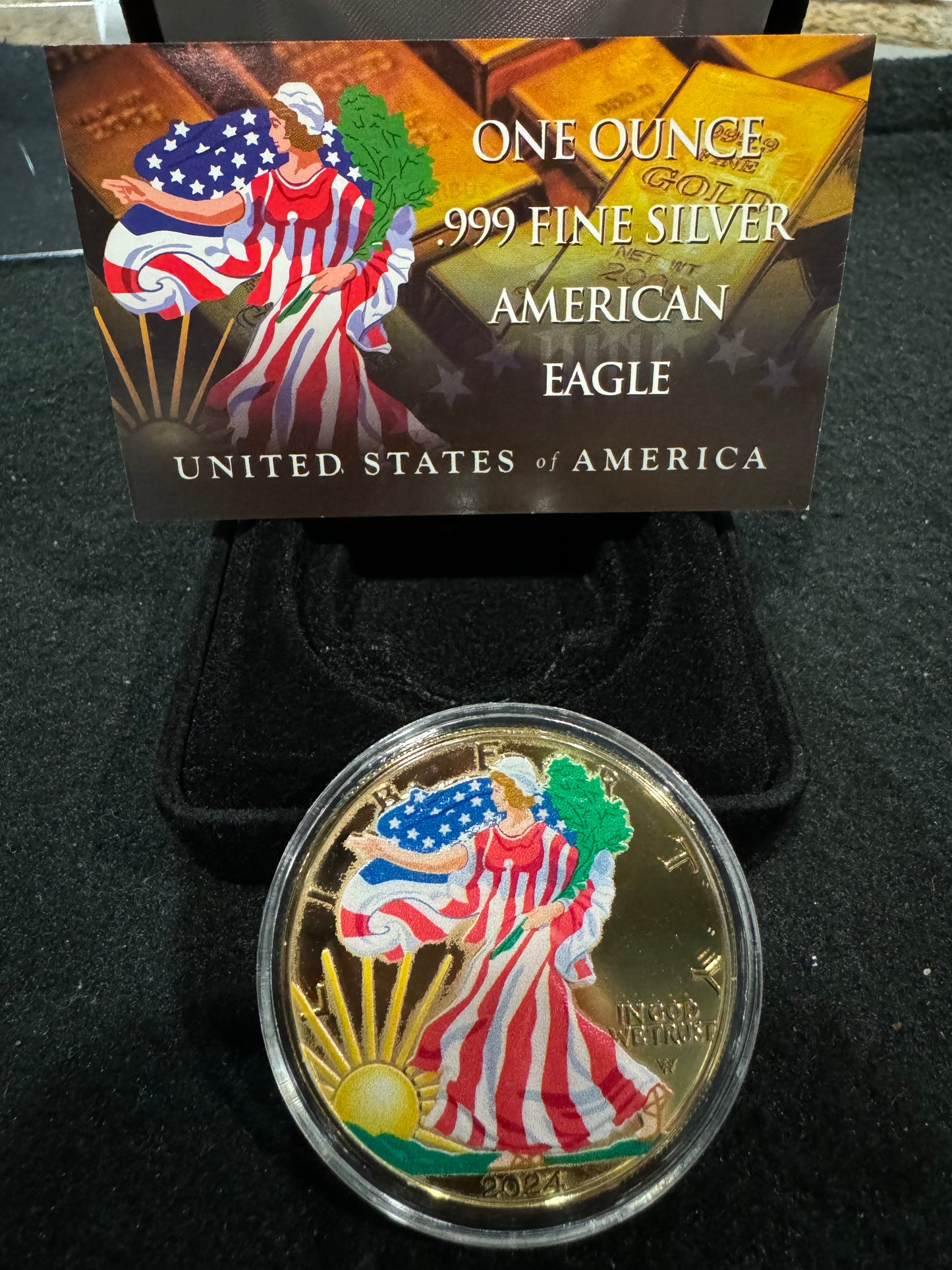 2024 American Eagle Lady Liberty US Flag 1oz .999 Silver Coin w/24k Gold Gilding