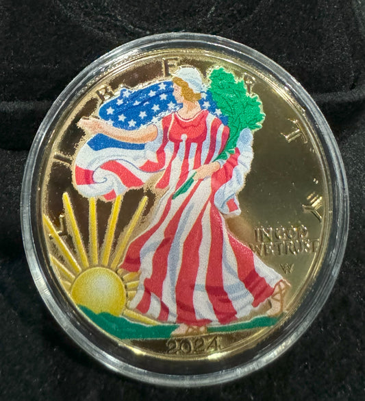 2024 American Eagle Lady Liberty US Flag 1oz .999 Silver Coin w/24k Gold Gilding