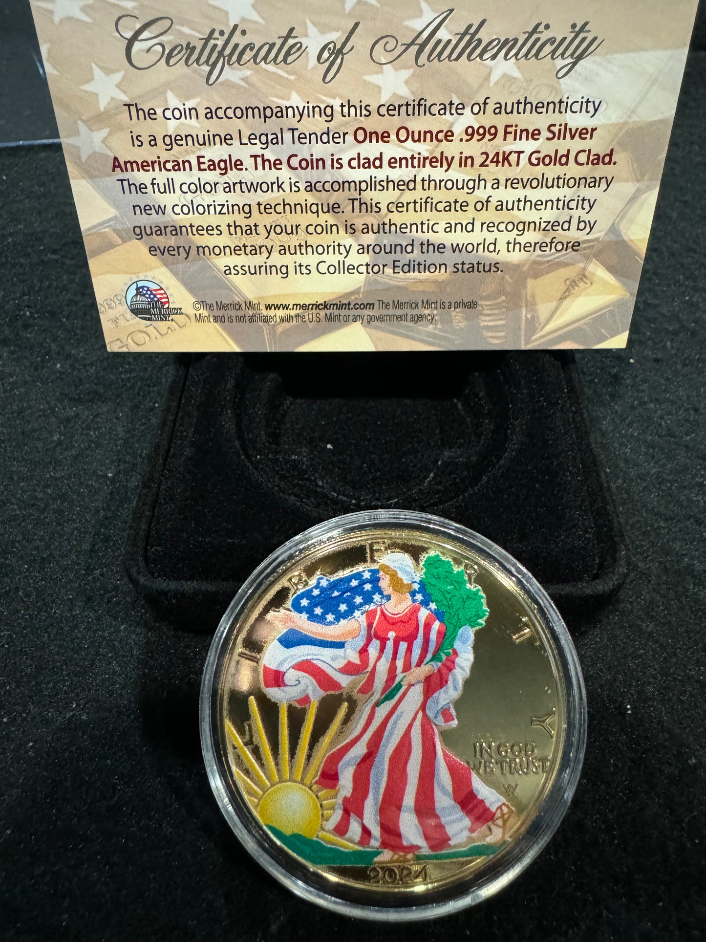 2024 American Eagle Lady Liberty US Flag 1oz .999 Silver Coin w/24k Gold Gilding