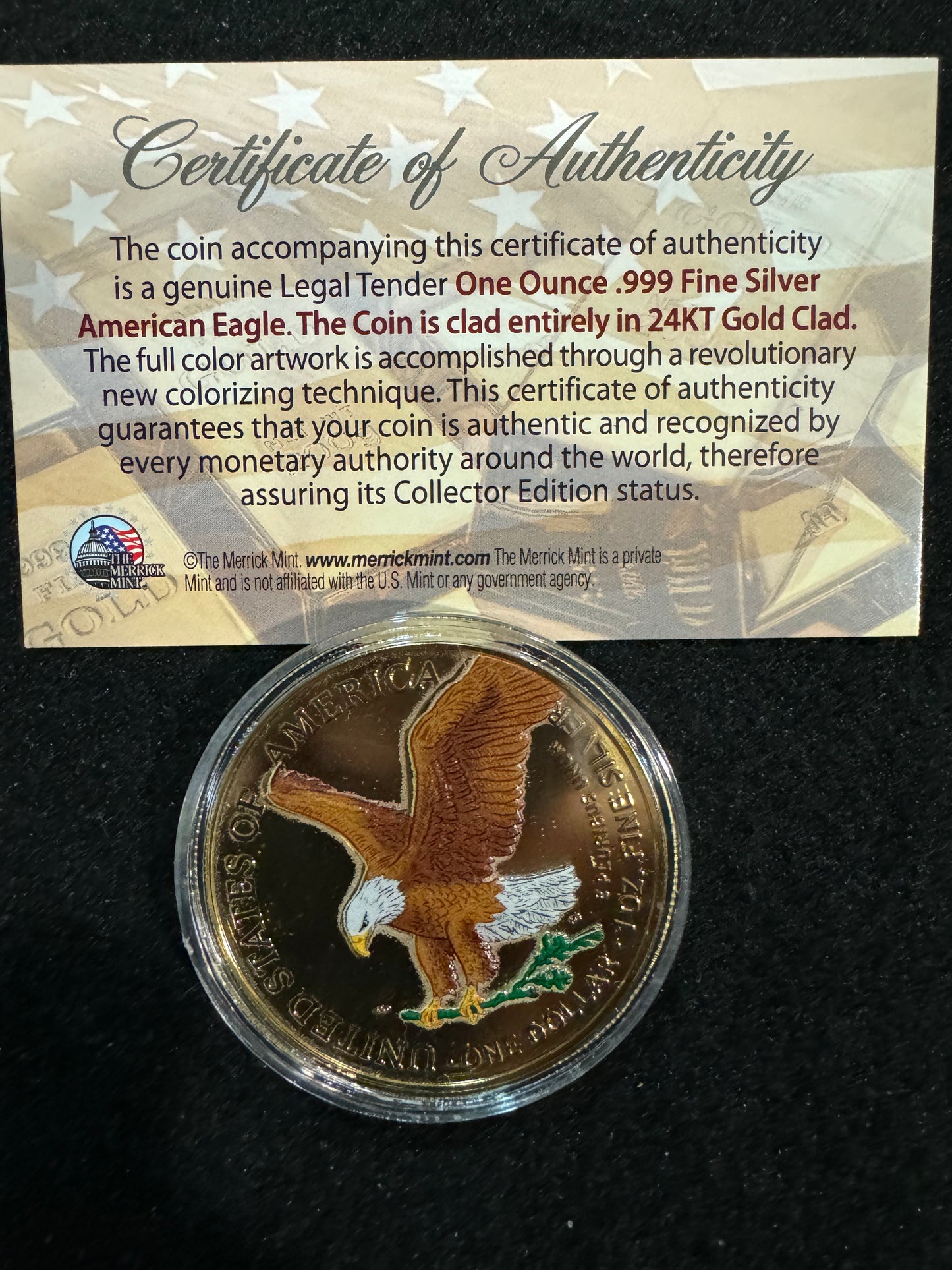 2024 American Eagle Lady Liberty US Flag 1oz .999 Silver Coin w/24k Gold Gilding