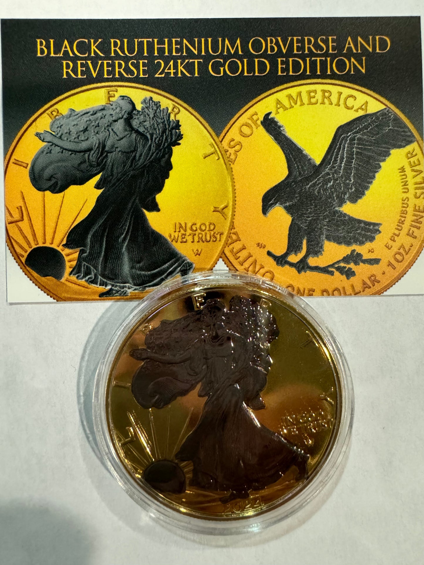 2024 American Eagle Lady Liberty Ruthenium 1oz .999 Silver Coin 24k Gold Gilding