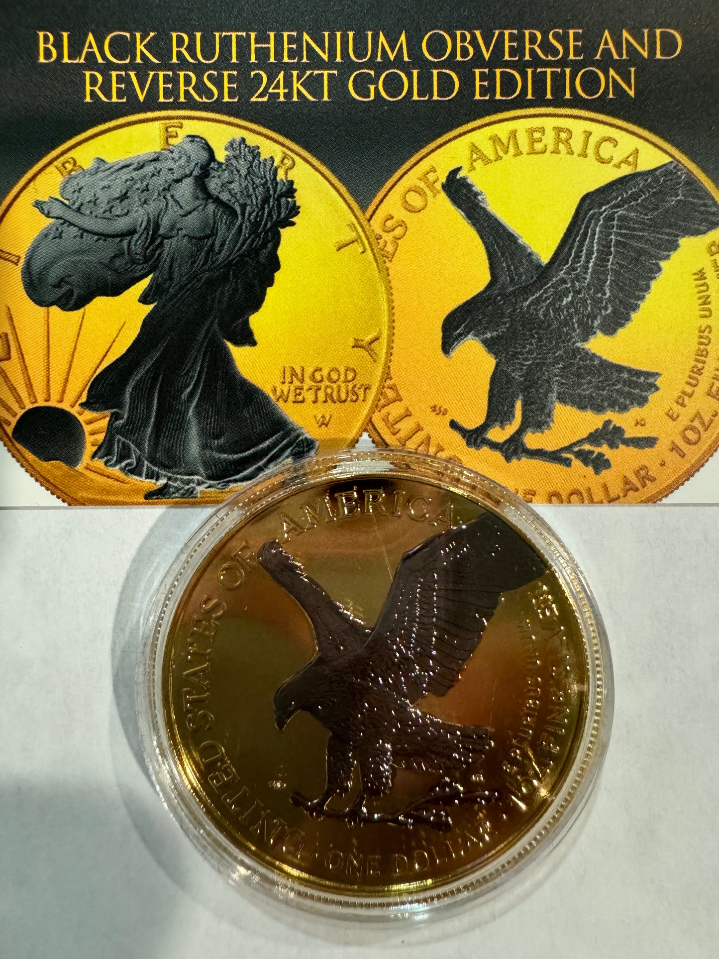 2024 American Eagle Lady Liberty Ruthenium 1oz .999 Silver Coin 24k Gold Gilding