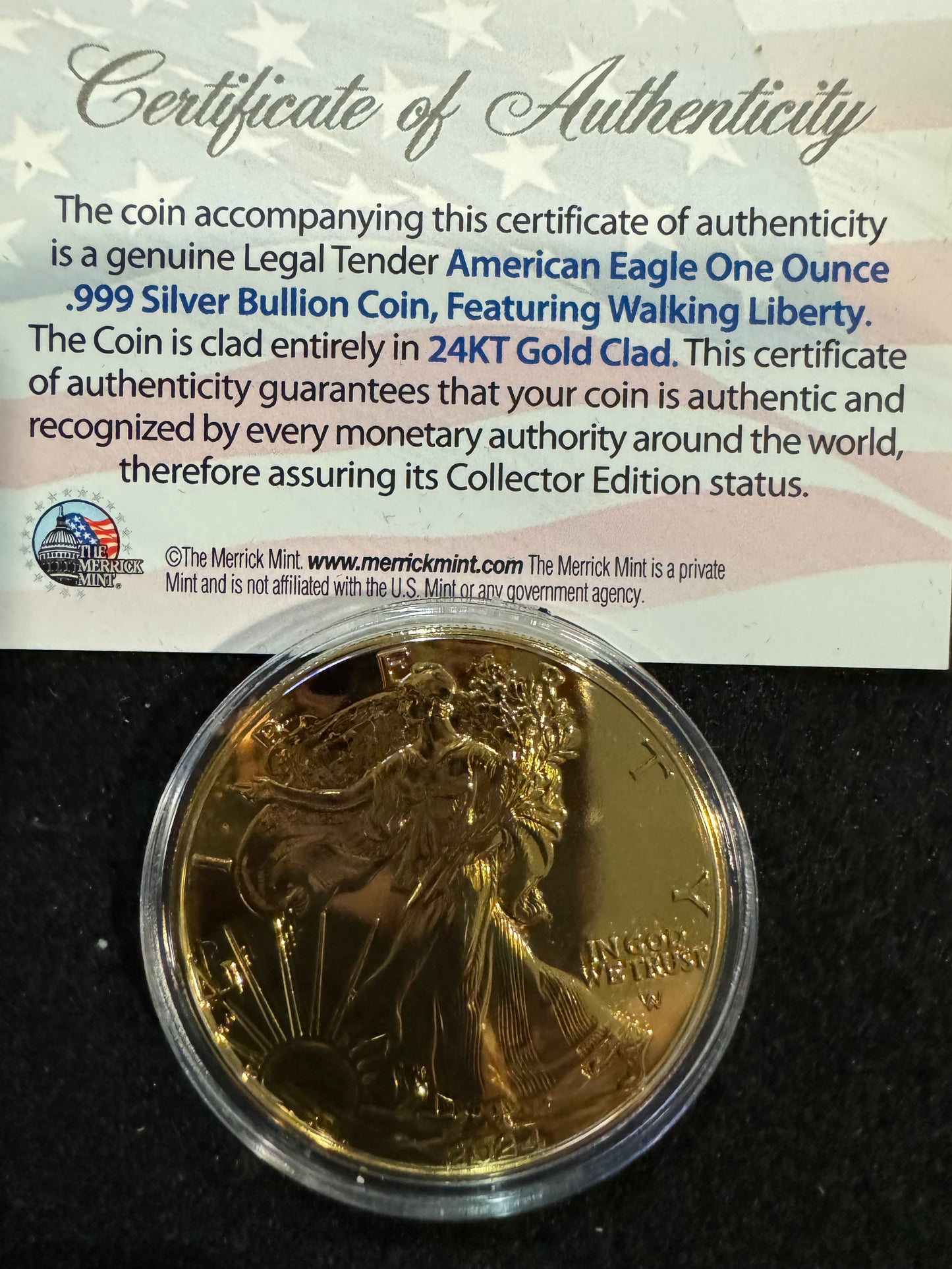 2024 American Eagle Lady Liberty Gold 1oz .999 Silver Coin w24k Gold Gilding