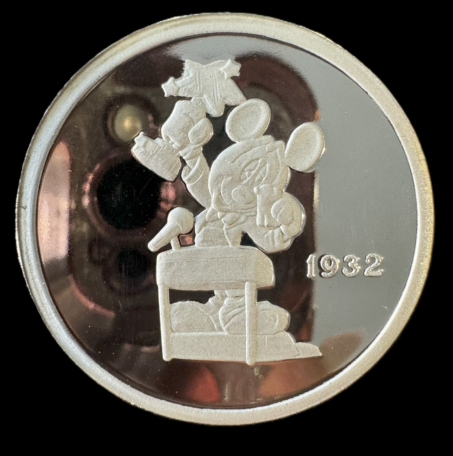 1989 Disney “Hollywood Mickey” 4pc Match COA Set 1 oz .999 Silver Coin