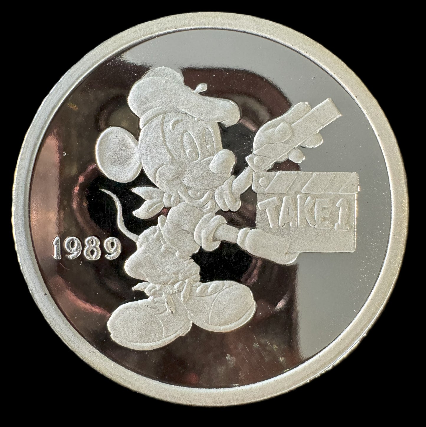 1989 Disney “Hollywood Mickey” 4pc Match COA Set 1 oz .999 Silver Coin