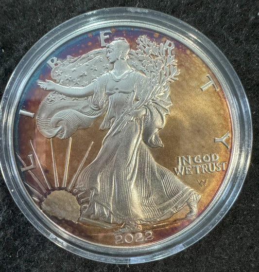 2022 American Eagle Lady Liberty Rainbow Toning 1 oz .999 Silver Coin COA #A795