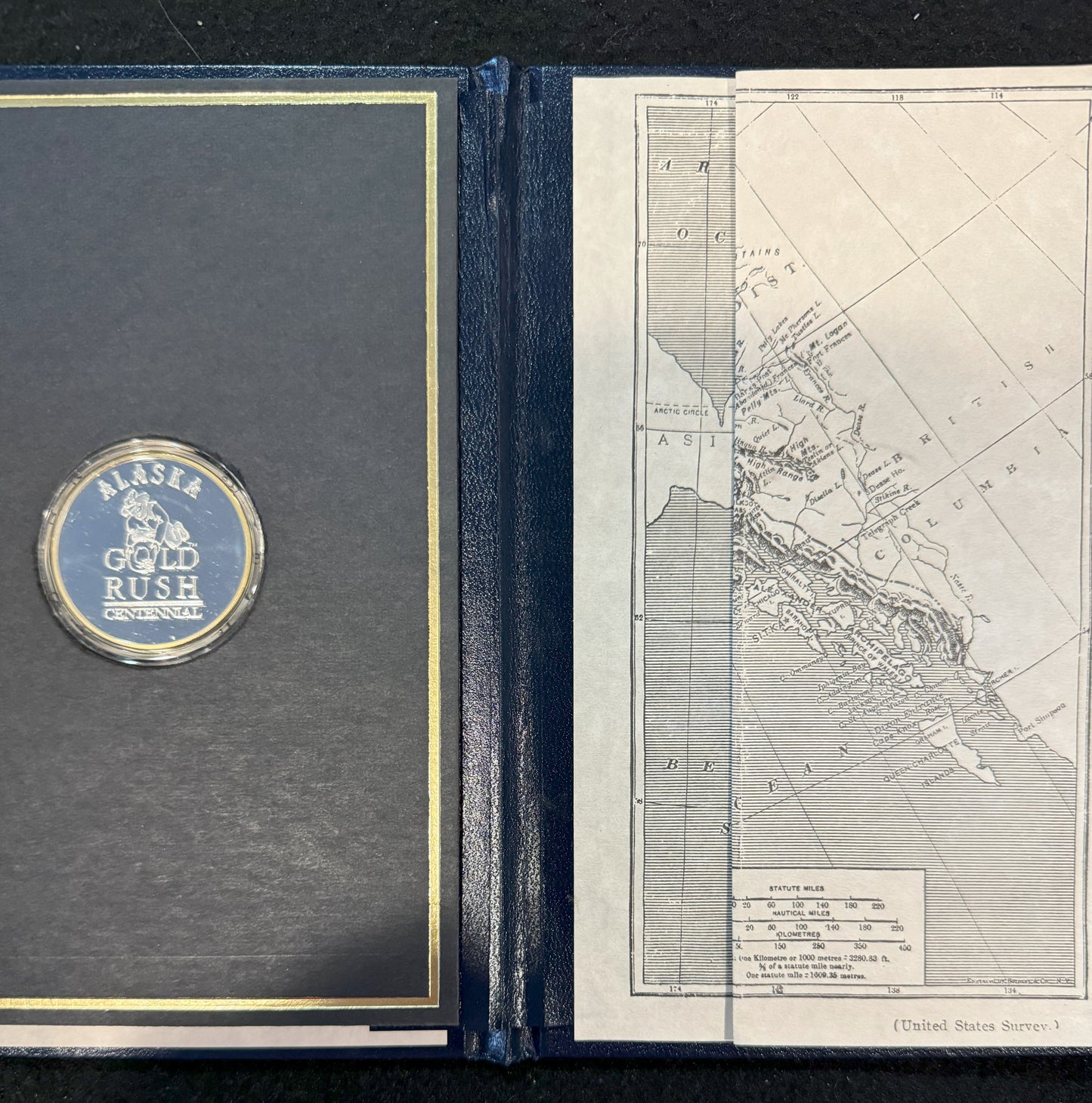 1997 Alaska Gold Rush 100th Anniversary 1 oz .999 Silver Coin w/24K Gold Relief