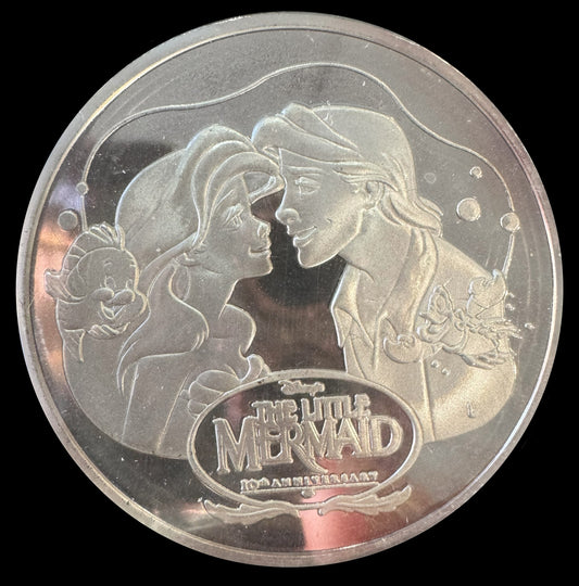 1999 Disney The Little Mermaid 10th Anniversary 1 oz .999 Silver Coin