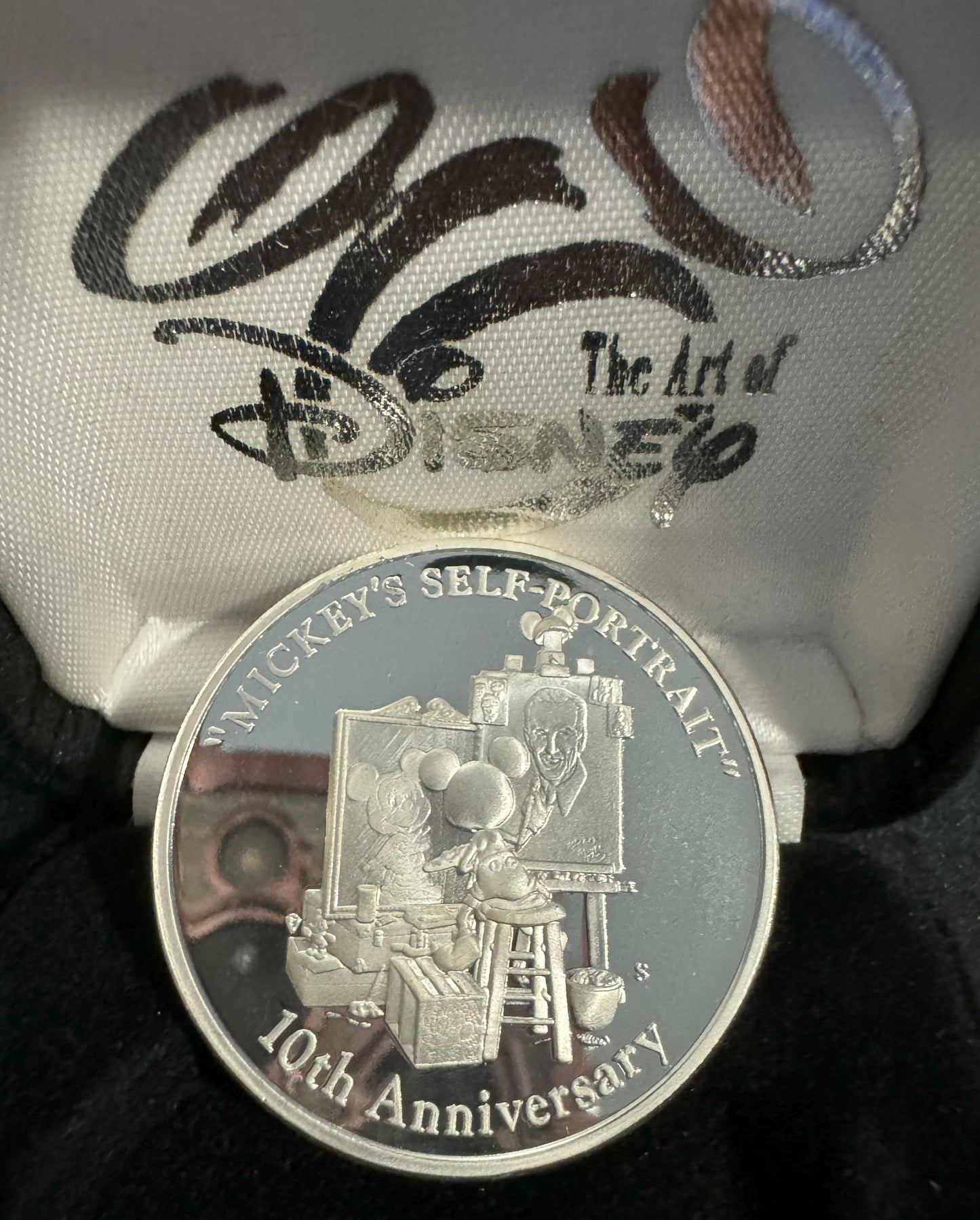 1999 Disney Mickey’s Self Portrait 10th Anniversary 1 oz .999 Silver Coin