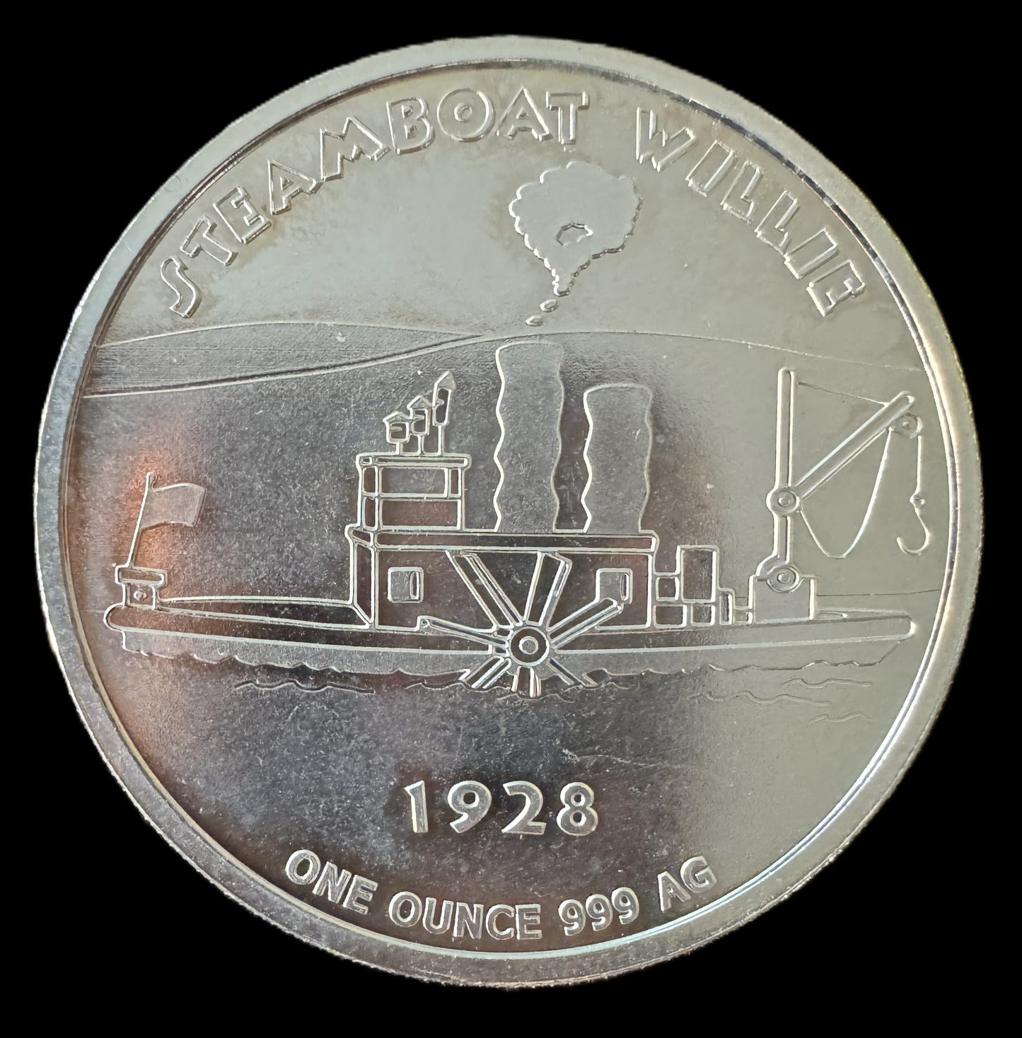 1928 Disney Film Steamboat WIlie 1 oz .999 Silver Coin