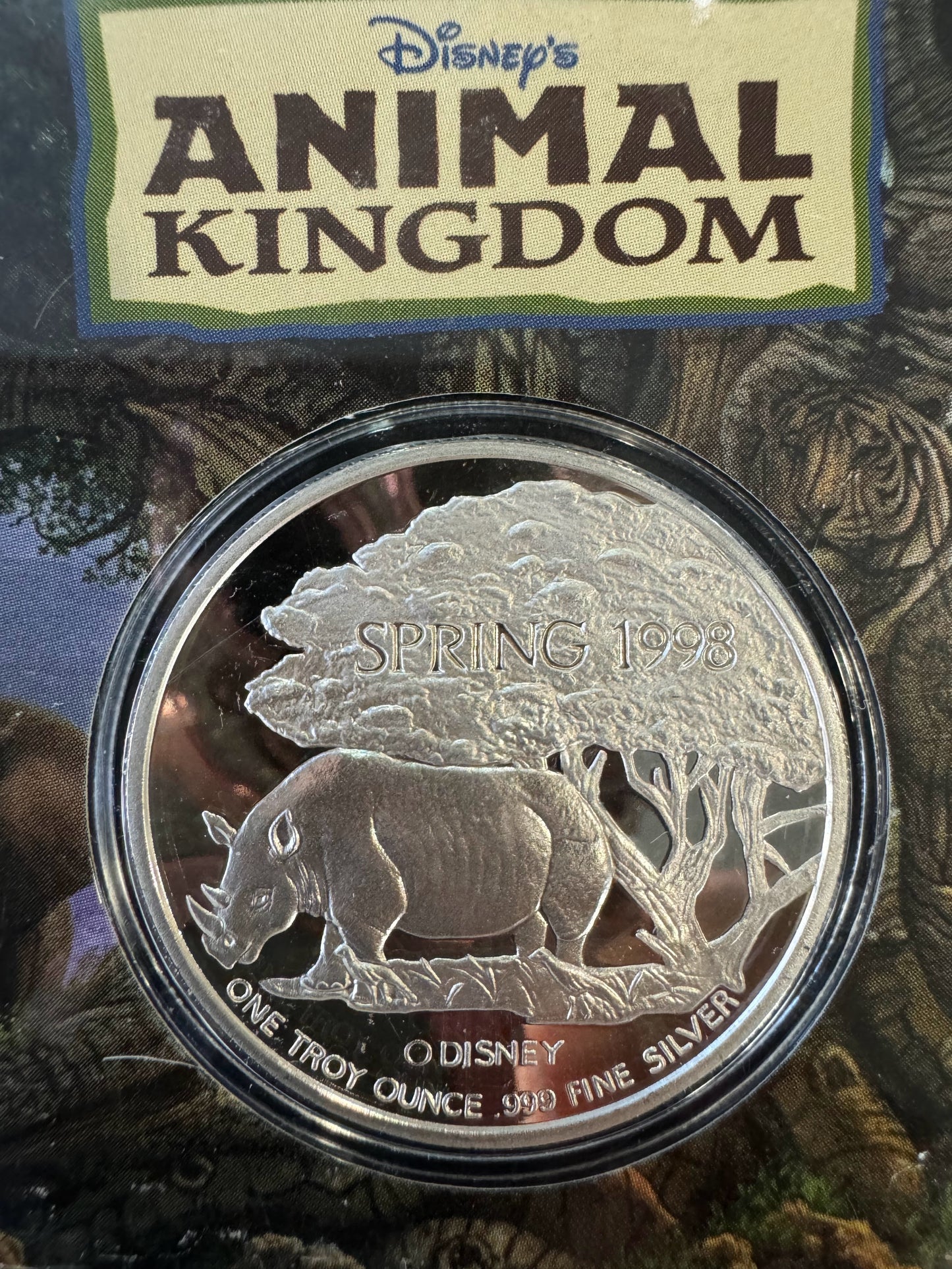 1998 Disney Animal Kingdom Opening 1 oz .999 Silver Coin