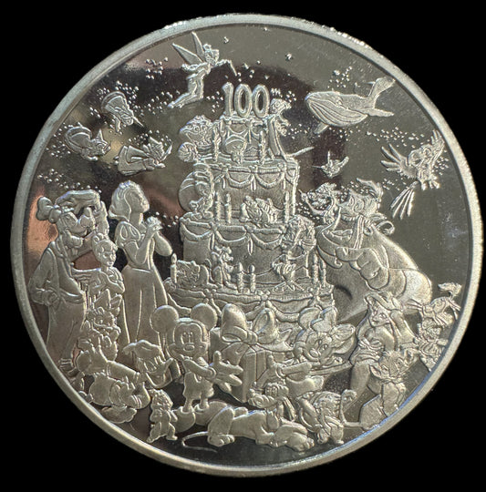 2001 Disney 100th Anniversary 1 oz .999 Silver Coin