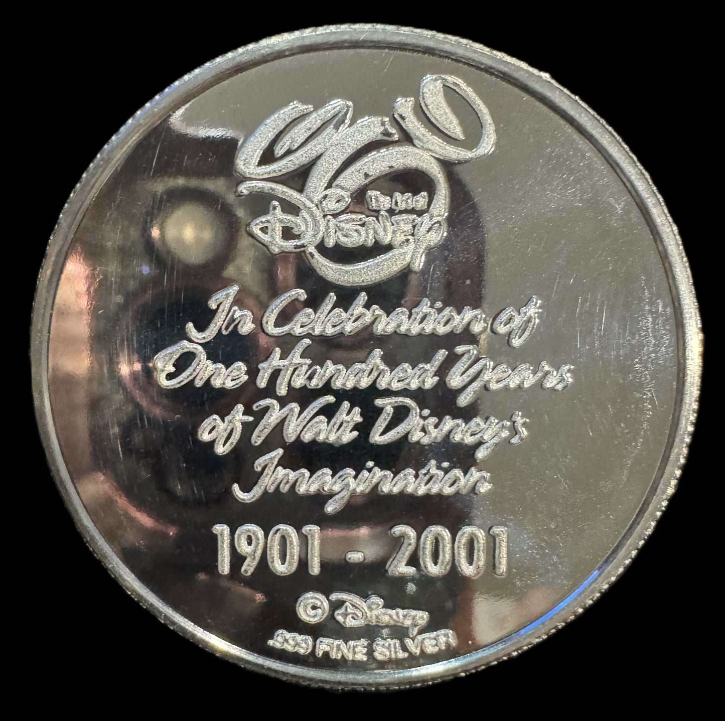 2001 Disney 100th Anniversary 1 oz .999 Silver Coin