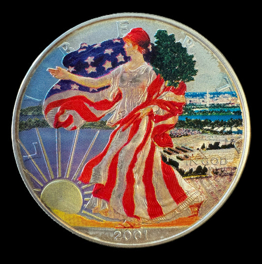 2001 American Eagle Lady Liberty Colorized USMC 1oz .999 Silver Coin