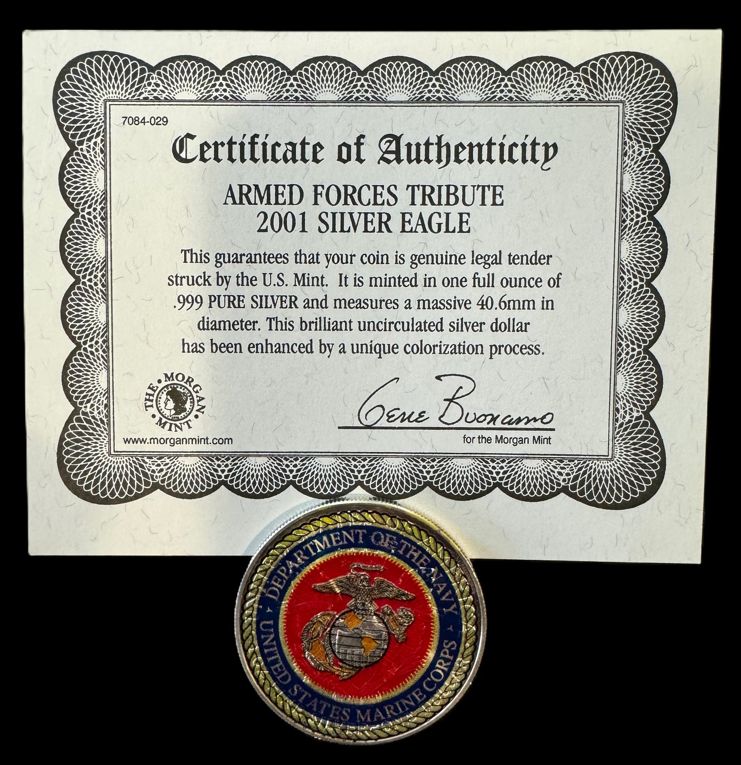 2001 American Eagle Lady Liberty Colorized USMC 1oz .999 Silver Coin