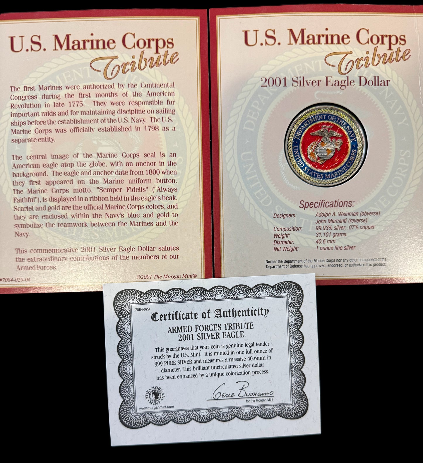 2001 American Eagle Lady Liberty Colorized USMC 1oz .999 Silver Coin