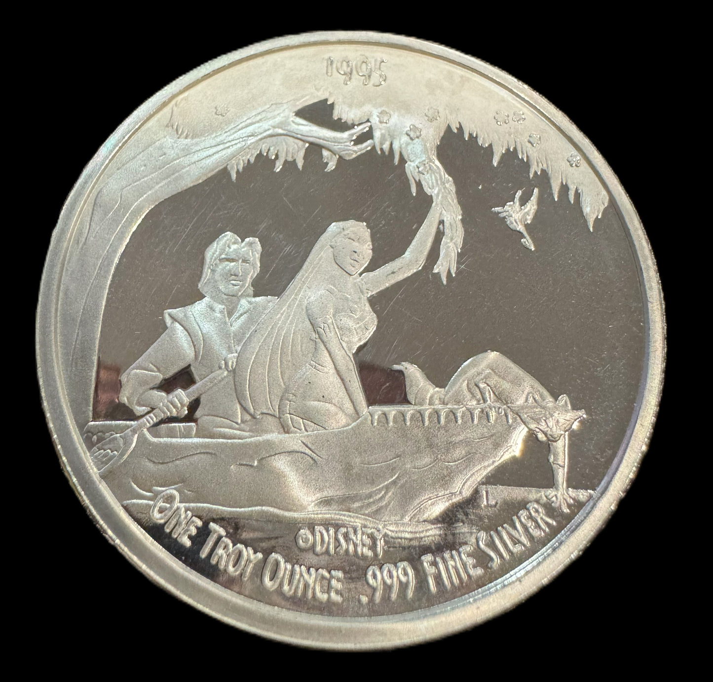 1995 Disney Pocahontas 1 oz .999 Silver Coin COA #00236