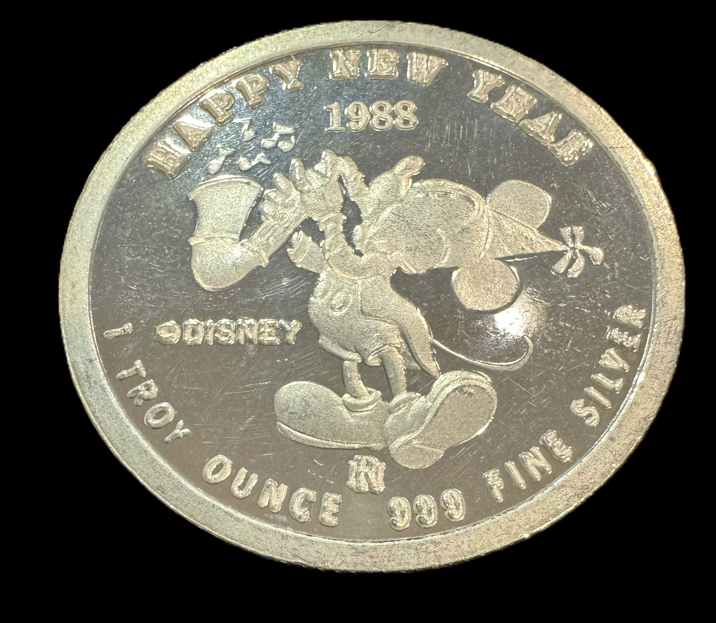 1987 Disney Mickey’s Holiday Treasures 1 oz .999 Silver Coin