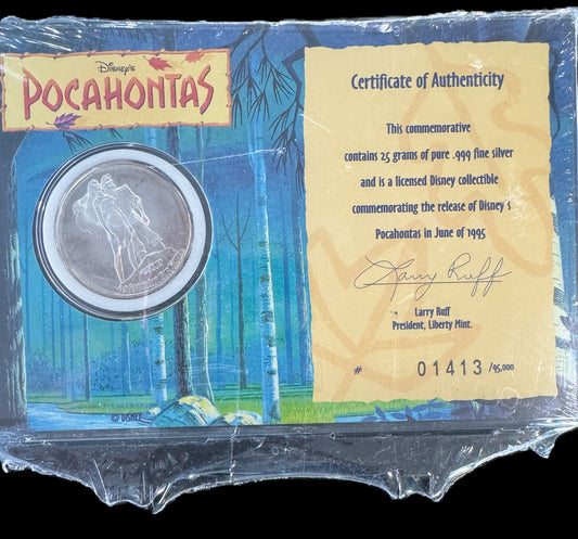 1995 Disney Pocahontas 25 grams .999 Silver Coin